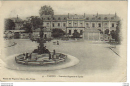 10 TROYES N°33 Fontaine Argence Et Lycée Maison Des Magasins Réunis MURS De PUB Singer Femme Brouette - Troyes