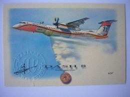 Avion / Airplane / SECURITE CIVILE / Dash 8 / Seen At La Réunion / Signed By Painter Michel Brisset - 1946-....: Modern Tijdperk