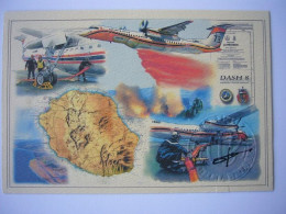 Avion / Airplane / SECURITE CIVILE / Dash 8 / Seen At La Réunion / Signed By Painter Michel Brisset - 1946-....: Era Moderna