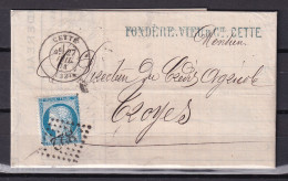 D 809 / CERES N° 60 SUR LETTRE - 1871-1875 Ceres