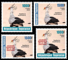 TOGO 2024 SET 4V - REG & OVERPRINT - SECRETARY BIRD - BIRDS OISEAUX VOGEL - MNH - Autres & Non Classés