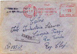 POSTAL HISTORY REGISTERED ENVELOPE TUDOR VLADIMINESCU DISTRICT,RAION T.VLADIMINESCU BUCURESTI,CANCELLATION RED 1,55 LEI - Lettres & Documents