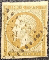 FRANCE Y&T N°13Ac Napoléon 10c Bistre-brun. Oblitéré Losange G.C. - 1853-1860 Napoleon III