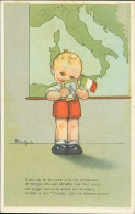 MARIA PIA FRANZONI TOMBA SIGNED 1940s POSTCARD - BOY / ITALIAN FLAG / MAP - BAMBINO CON BANDIERA ITALIANA  (5729) - Altri & Non Classificati