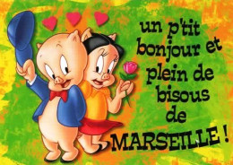 *CPM - Petit Bonjour Plein De Bisous De MARSEILLE - Petits Cochons - Autres & Non Classés