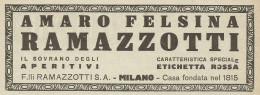 Amaro FELSINA Ramazzotti - Pubblicità 1925 - Advertising - Werbung