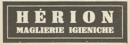 Maglierie Igieniche Hèrion - Pubblicità 1927 - Advertising - Werbung