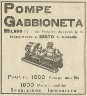 Pompe GABBIONETA - Milano - Pubblicità 1931 - Publicitè - Pubblicitari