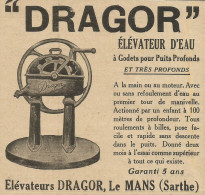 Elèvateurs DRAGOR - Le Mans - Pubblicità 1929 - Publicitè - Pubblicitari