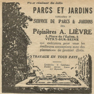 Parchi E Giardini A. Lièvre - Pubblicità 1929 - Publicitè - Werbung