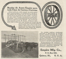 Ruota Di Acero Per Tutti I Carri EMPIRE MFG Co - Pubblicità 1913 - Advert. - Pubblicitari