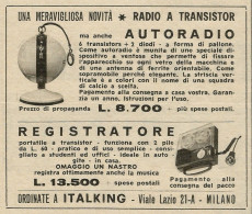 Registratore Portatile A Transistor ITALKING - Pubblicità 1966 - Advertis. - Pubblicitari