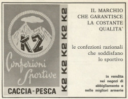 Confezioni Sportive Caccia E Pesca K2 - Pubblicità 1969 - Advertising - Pubblicitari