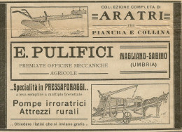 Premiate Officine Meccaniche Agricole PULIFICI - Pubblicità 1912 - Advert. - Publicidad