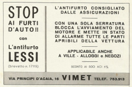 Antifurto LESSI - Stop Ai Furti D'auto - Pubblicità 1967 - Advertising - Advertising