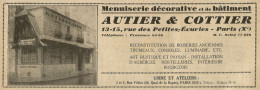 Menuiserie Dècorative AUTIER & COTTIER - Paris - Pubblicità 1929 - Advert. - Advertising
