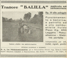 Trattore Balilla Hp. 10 Alla Puleggia - Pubblicità 1934 - Advertising - Advertising