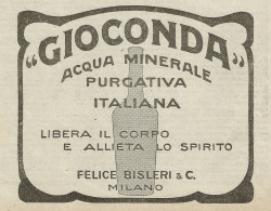 Acqua Minerale Gioconda - Felice Bisleri - Pubblicità 1930 - Advertising - Advertising