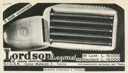 Rasoio Elettrico Lordson Diagonal - Pubblicità 1955 - Advertising - Advertising