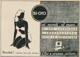 Crema Solare Opaca Bi-Oro - Pubblicità 1950 - Advertising - Advertising