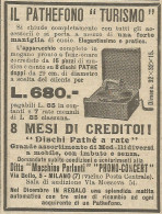 Il Pathefono TURISMO - Pubblicità 1924 - Advertising - Reclame