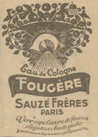 Eau De Cologne Fougère - Pubblicità 1924 - Advertising - Publicités