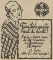 Sollievo Dal Mal Di Denti Con L'Aspirina - Pubblicità 1924 - Advertising - Publicités