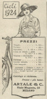 Listino Prezzi Cicli Artale & C. - Pubblicità 1924 - Advertising - Reclame