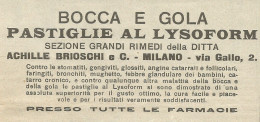 Pastiglie Al Lysoform - Pubblicità 1924 - Advertising - Reclame