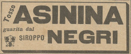 Siroppo Asinina Negri - Pubblicità 1924 - Advertising - Reclame