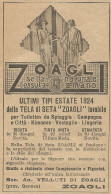 ZOAGLI Seta Naturale Tessuta A Mano - Pubblicità 1924 - Advertising - Publicités