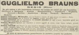 Colori Guglielmo Brauns - Desio - Pubblicità 1924 - Advertising - Publicités