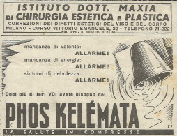 Phos Kelèmata La Salute In Compresse - Pubblicità 1947 - Advertising - Publicités