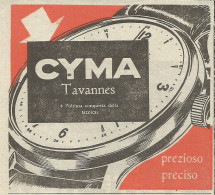 Orologio CYMA Tavannes - Pubblicità 1949 - Advertising - Publicités