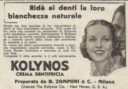 Crema Dentifricia Kolynos - Pubblicità 1936 - Advertising - Publicités