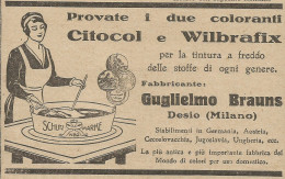 Citocol E Wilbrafix Tinte Per Tessuti - Pubblicità 1925 - Advertising - Publicités