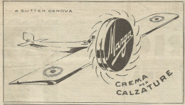 Crema Per Calzature Marga - Aereo - A. Sutter - Genova - Pubblicità 1928 - Reclame