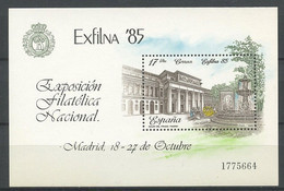 ESPAGNE 1985 Bloc N° 34 ** Neuf MNH Superbe C 1 € Expo Exfilna Madrid Musée Du Prado Et Fontaine La Alcachofa - Blokken & Velletjes