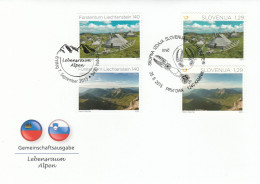 Slovenie Liechtenstein 2015 FDC Mixte Emission Commune Tourisme Montagne Slovenie Liechtenstein Joint Issue Mixed FDC - Gezamelijke Uitgaven