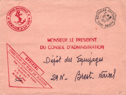 ENVELOPPE AVEC CACHET OFFICIEL DIRECTION DU PORT DE TOULON - CACHER HEXAGONAL TOULON SECTEUR MARINE LE 10/9/1971 - GF - Seepost