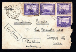 SOMALIA ITALIANA, BUSTA 1935, SASS. 221, BAIDOA X TORINO - RARO - Somalia