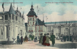 EXPOSITION De BRUXELLES 1910 : Pavillon De Liège Et La Salle Des Fêtes. Carte Impeccable. - Mostre Universali