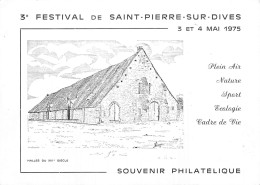 3e Festival De SAINT PIERRE SUR DIVES. Mai 1975 . Souvenir Philatélique. Halles Du XIIIe Siècle - Autres & Non Classés