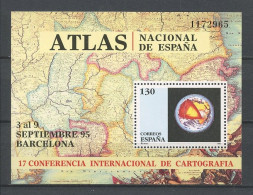 ESPAGNE 1995 Bloc N° 65 ** Neuf MNH Superbe C 3 € Cartographie Atlas National Conférence à Barcelone - Blocks & Kleinbögen