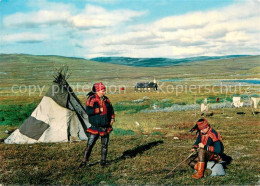 73784084 Norge Norwegen Norway Lapps In Their Camp At The Chapel Of Sennaland  - Norway