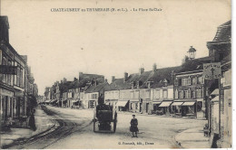 28 - CHATEAUNEUF EN THYMERAIS - T.Belle Vue Animée De La Place St Clair ( Café De La Croix D'or) - Châteauneuf