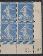 Semeuse 237** - Coin Daté Du 20/07/1931 De Galvano X De N + X - Unused Stamps
