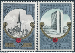 USSR Mi 4953-54 MNH ** Estica / St. Olaf’s Church & Hotel Viru, Tallinn - Semi-postal - Estland