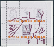 Mi 260-265 MNH ** Small Sheet / Finno-Ugric Language Group, Archaeology, Anthropology - Estonia