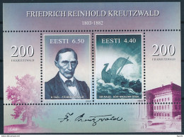 Mi Block 20 MNH ** / Writer Friedrich Reinhold Kreutzwald 200th Birthday, National Epic, Kalevipoeg - Estland